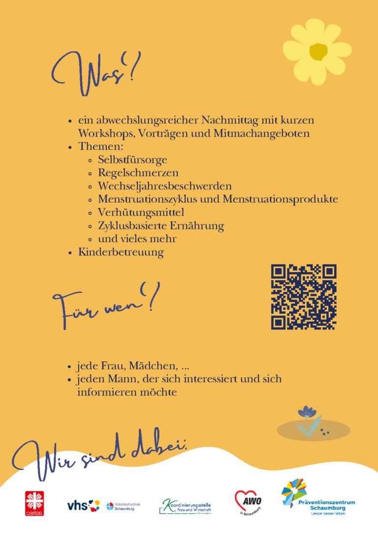 Tag der Frauengesundheit Von Frauen für Frauen Gemeinsam im Netzwerk Frauengesundheit Ihr seid herzlich eingeladen, bei einem abwechslungsreichen Nachmittag mit kurzen Workshops, Vorträgen und Mitmachangeboten dabei zu sein.